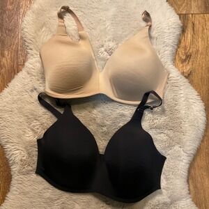 Soma Bra Vanishing 360 Wireless‎ Size 38D 2 Pack Nude Black Womens